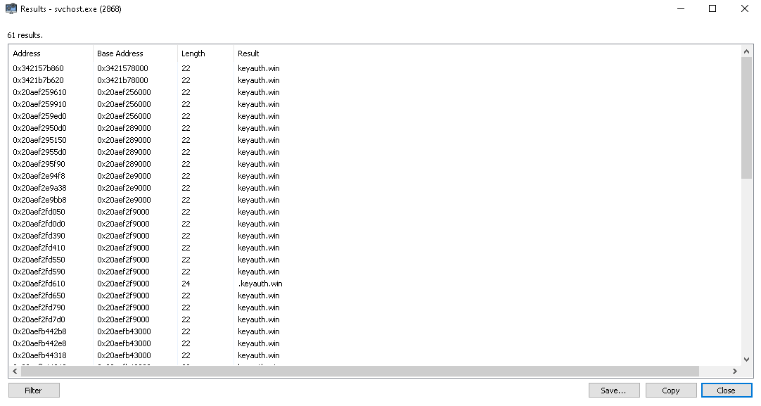 keyauth.win string in the LSASS process for Star.xyz